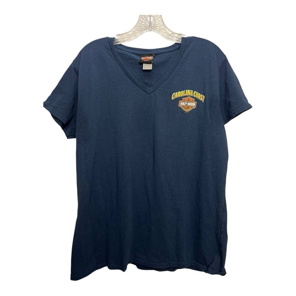 Harley Davidson T Shirt Womens XL Large Blue Carolina Coast